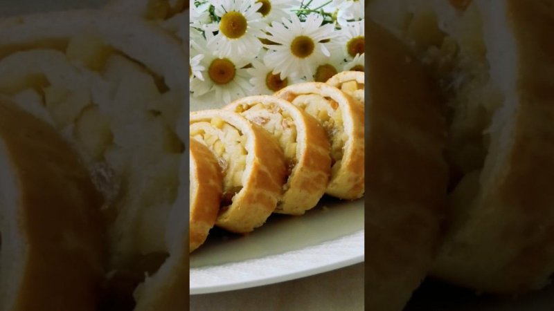 Быстрый⌚ Рулет к чаю☕ с Яблоками!//Quick Roll for tea with APPLES!