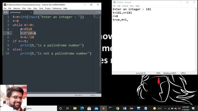 palindrome number program in python in hindi смотреть онлайн
