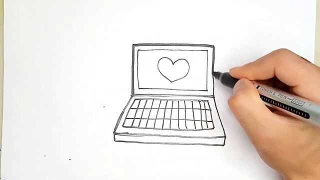 How to draw computer for kids,  Bolalar uchun kompyuterni chizish, как нарисовать компьютер