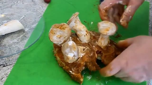 Готовлю в духовке мясо свинины начинённое грибами-королевские вешенки. Мой ужин.
