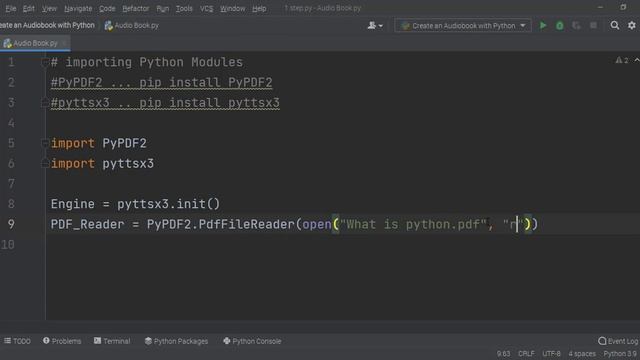 Creating Your Own Audiobook Using Python - Python projects for Beginners.