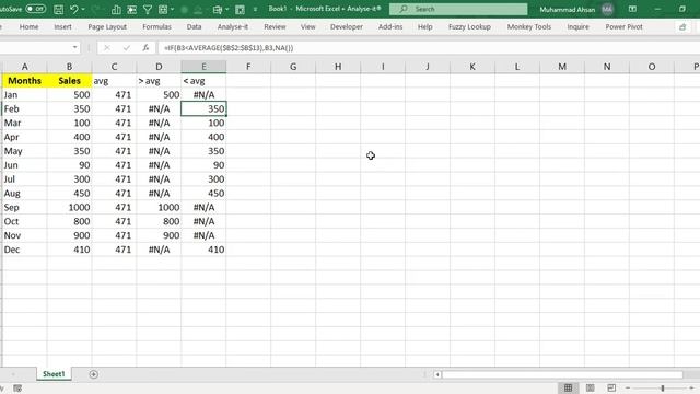 Dynamic Highlight Above & Below Average in Column Chart in Microsoft Excel смотреть онлайн