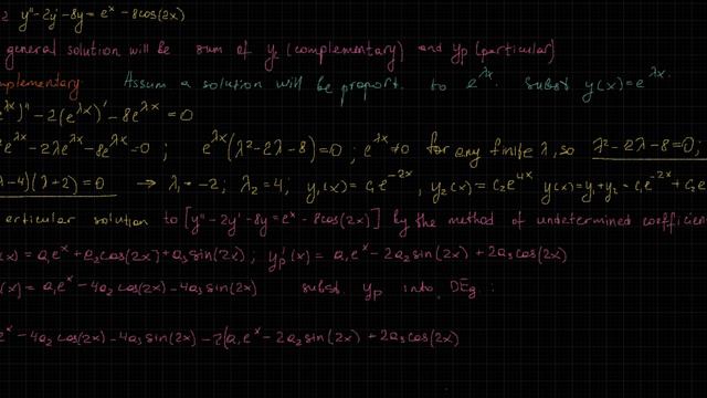 #3012 y''-2y'-8y=e^x-8cos(2x) [Demidovich] смотреть онлайн