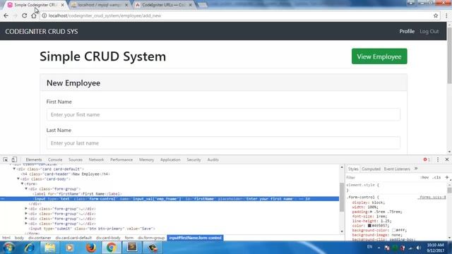 Codeigniter CRUD Project bootstrap 4 Insert into database part 5
