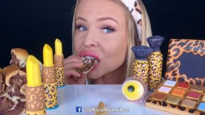 ASMR LEOPARD PRINT BREAD LOAF, EDIBLE CHEETAH MAKEUP, SWEDISH BERRIES, SHEET JELLY MUKBANG 먹방 꿀벌