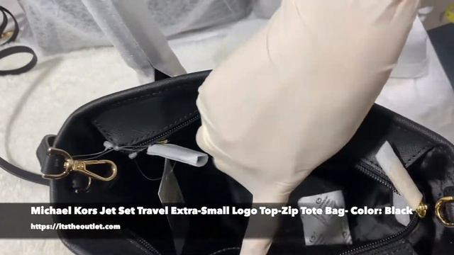 Michael Kors Jet Set Travel Extra Small Logo Top Zip Tote Bag  Color  Black