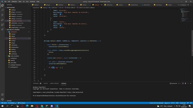 Tutorial como fazer help por dropdown / Menu ou SelectMenu / Painel | discord.js V13 #6