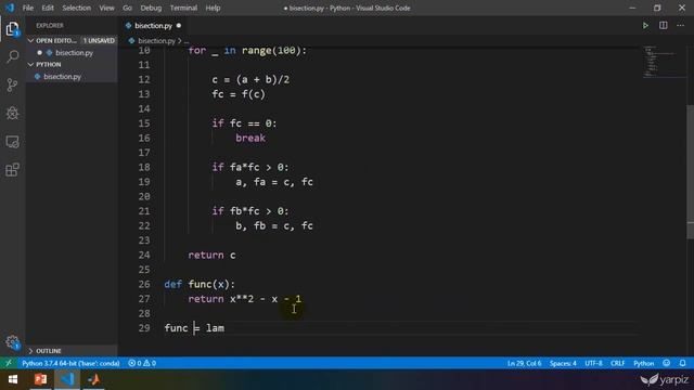 Bisection Method - Numerical Root Finding Methods in Python and MATLAB