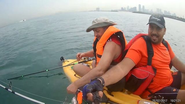 Diastey and Muhannad Fishing in Dubai on Hobie Outback kayak 3 смотреть онлайн