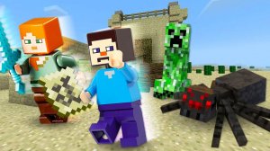 Майнкрафт видео обзор - Стив и Алекс в поисках приключений! - Игры битвы с мобами Minecraft онлайн
