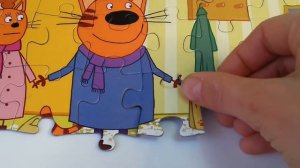 Мама Кошка и папа Кот вернулись с работы. Собираем пазлы с героями детского мультфильма Три Кота.