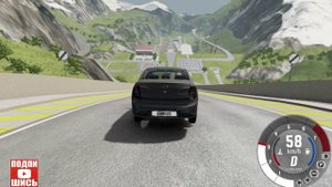 BeamNG Drive Прыжок в длину на автомобиле! (Lada Granta) Мод патруль!
