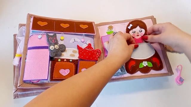 Кукольный домик из фетра, Книга для девочки кукольный домик, Развивающая книга из фетра