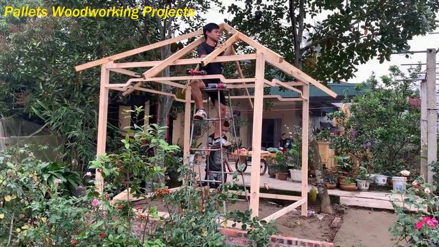 Build a Unique Wooden Hut With An Extremely Large And Sturdy Texture // Amazing Woodworking Project смотреть онлайн