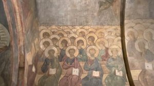 Свято-Успенский собор во Владимире. Сохранившиеся фреска Андрея Рублёва «Страшный суд».