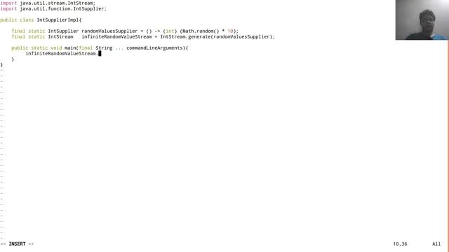 Create an infinite stream of random values using IntStream in modern java