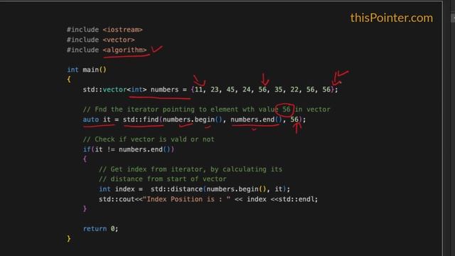 Find Index of a Value in Vector in C++ | STL Tutorial