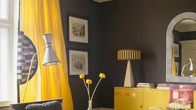 Контраст желтого и черного цвета в интерьере