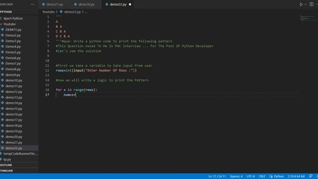 How To Print Pattern In Python | PythonCoding | PythonProgramming| Number Pattern Printing In Pytho