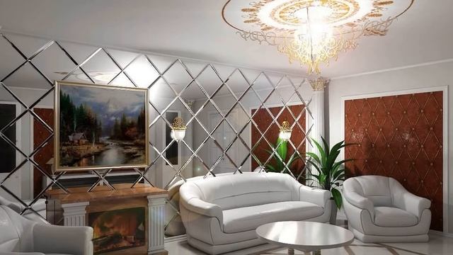 Красивое оформление стен в гостиной в зоне отдыха. смотреть онлайн