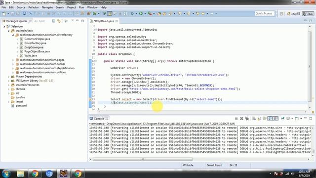 dropdown in selenium webdriver || Select By Index || Select By Value || Select By Visible Text