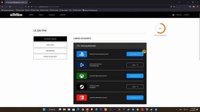 How to change the region of the Activision account
