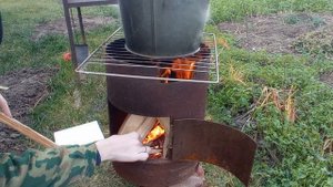 Печь из газового баллона для казана. Год использования.
