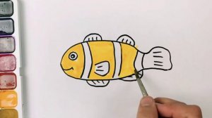 Bolalar uchun baliq rasm chizish. Pисуем картинку рыбки для детей .Draw of a fish for children