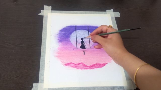 Easy Canvas Painting | Girl on a Swing | OilPastels | ArtForBeginners | StepByStep | DIY