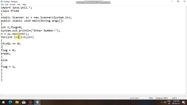 Java program to identify Number is prime or not! смотреть онлайн
