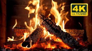 Cozy Fireplace 4K (12 HOURS). Relaxing Fireplace with Crackling Fire Sounds. Fireplace Burning 4K