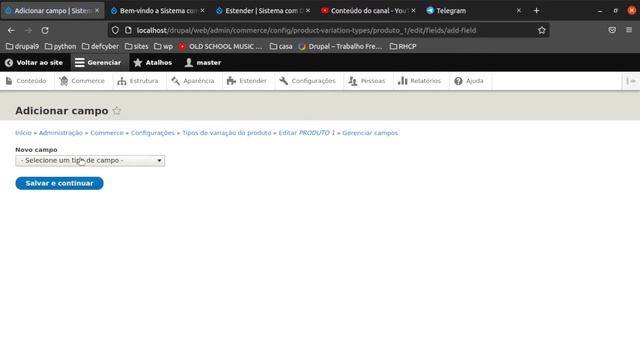 Drupal Commerce - Moeda + Produto + Tipo de Produto + Loja