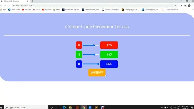 Color code generator  for CSS || code-generator-css || using HTML5 and CSS3||#web #website#short
