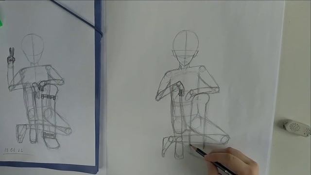 Процесс рисования/построение/рисование аниме персонажа