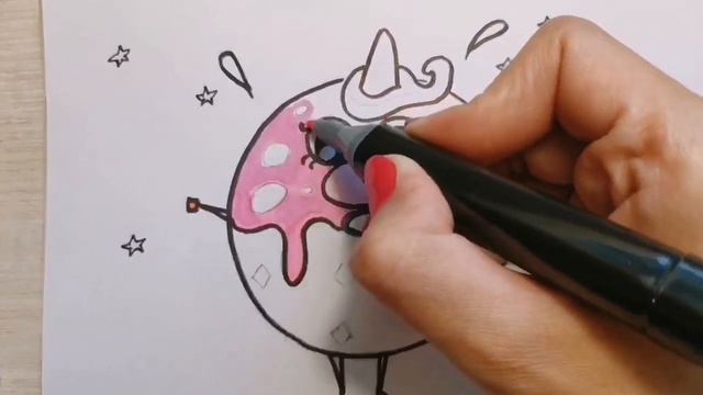 Единорог пончик как нарисовать//Unicorn Doughnut How To Draw/
