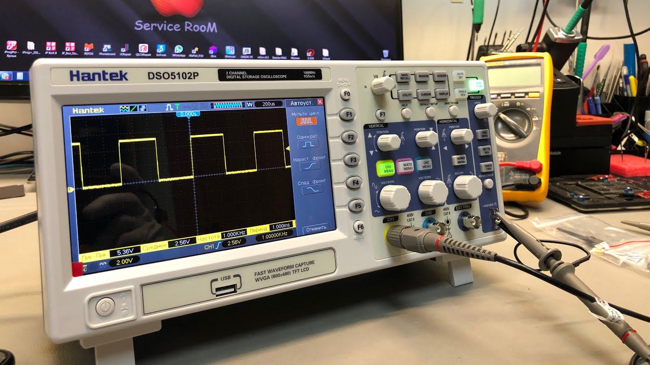 Осциллограф Hantek DSO 5102P распаковка первое включение. смотреть онлайн