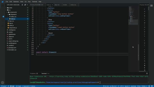 ccbp | Debugging Stopwatch | React | Coding practice 25