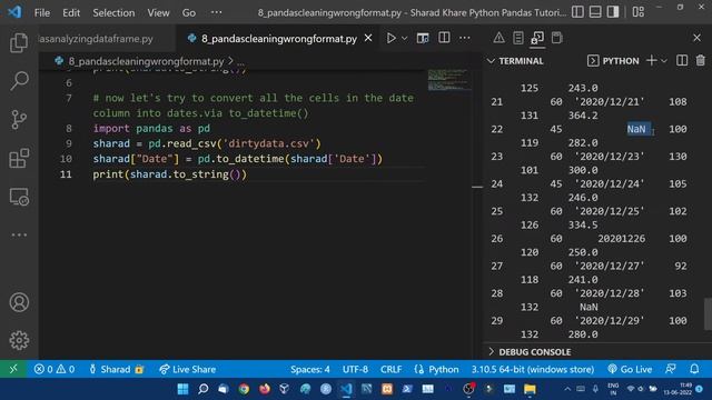 Python Pandas Cleaning Data of Wrong Format || Python Pandas Tutorial in Hindi (With Notes) #8