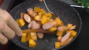 Батат - мясная колбаса - сковорода - рецепт ♥ Быстро и вкусно