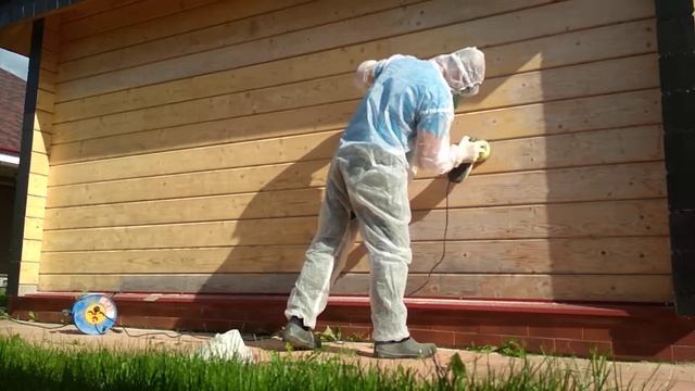 Шлифуем баню из клееного бруса Ryobi ros 300 смотреть онлайн