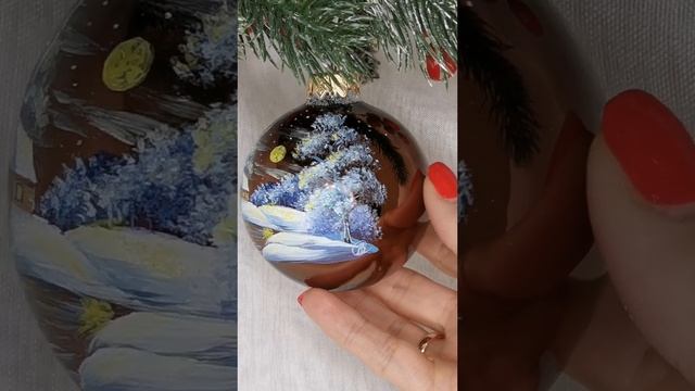 Арт. М21  Шар с ручной росписью 65 мм «Лунная ночь»