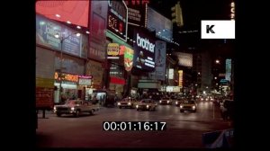 Mid 1980s New York, Times Square at Night, HD from 35mm