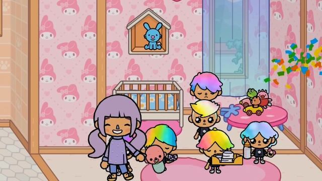 У Меня 6 Братьев с Радужными Волосами | Я Одна Без Радужных Волос в Своей Семье | Toca Life World смотреть онлайн