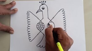 How To Draw Peacock With 4×4 Dots Easy | How To Draw A Peacock flying easy step by step