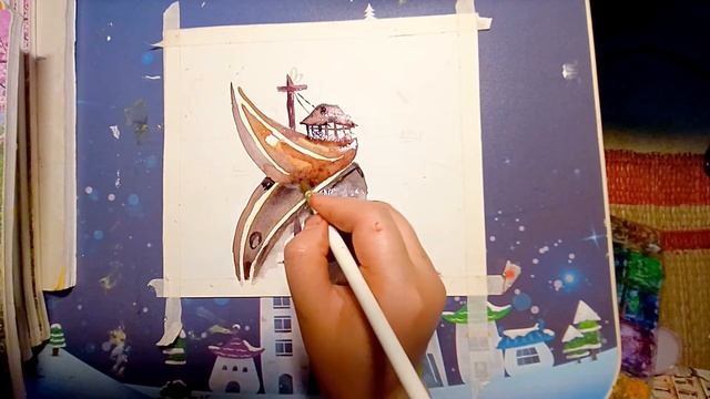 HOW TO DRAW WOODEN BOAT WITH WATERCOLOR - DRAWING A BOAT смотреть онлайн