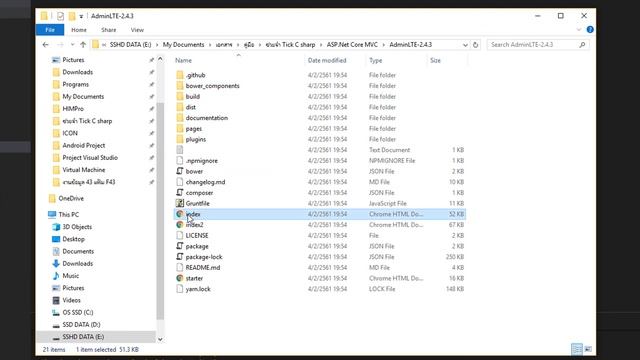 Part 01 Install Admin LTE Bootstrap Template for Dotnet Core MVC In 10 Minute [Thai]