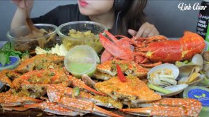 ASMR ROYAL SEAFOOD COMBO ( HAPPY 20/10 ) CRAB , ABALONE , GEODUCK , LOBSTER EATING SOUNDS| LINH-ASM