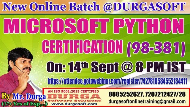 Microsoft Python Certification (98-381) Online Training @ DURGASOFT