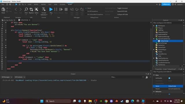 How to make a Ban Command in Roblox! [Part 2: Unban] (Roblox Scripting Tutorial 2023!) смотреть онлайн