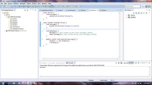 11.How super keyword works in java with Example in Tamil